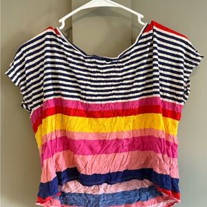 Anti Social Social Club Striped Crop Top - Blue, Red, Yellow, Pink